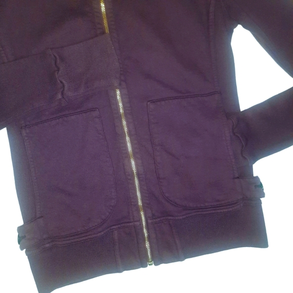 CITIZENS OF HUMANITY Zip Up Cotton Jersey Knit Rolled Collar Jacket Sz M Purple - Picture 8 of 11
